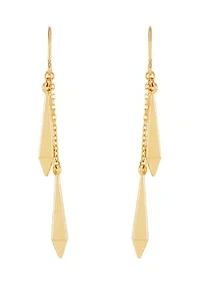 Double Long Rhombus Dangle Earrings in 10K Yellow Gold