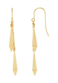 Double Long Rhombus Dangle Earrings in 10K Yellow Gold