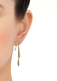Double Long Rhombus Dangle Earrings in 10K Yellow Gold