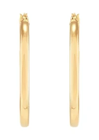 Oval Square Tubing Hoop Earrings in 10K Yellow Gold