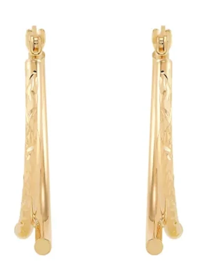 Double Tube Wishbone Hoop Earrings in 10K Yellow Gold