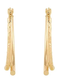 Double Tube Wishbone Hoop Earrings in 10K Yellow Gold