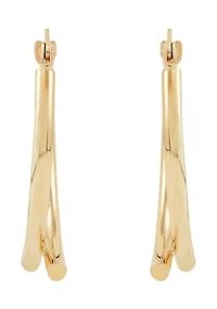 Double Tube Wishbone Hoop Earrings in 10K Yellow Gold
