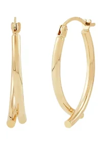 Double Tube Wishbone Hoop Earrings in 10K Yellow Gold