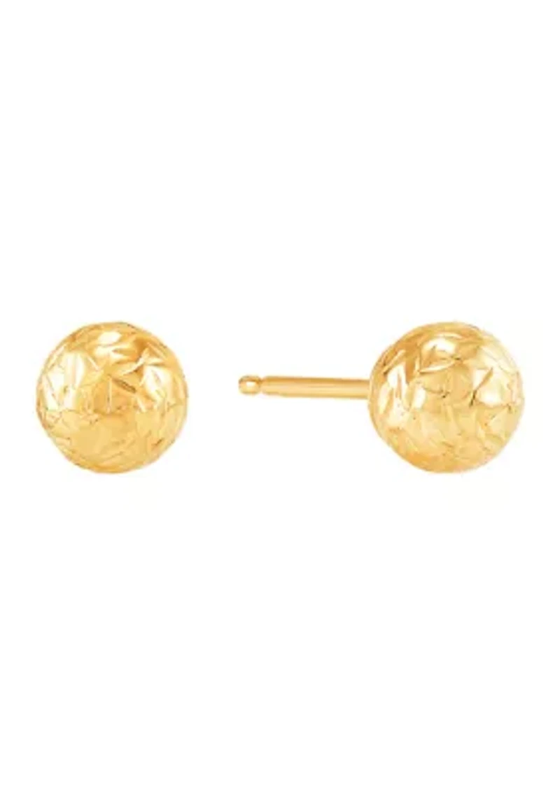 Tube J Hoop and Ball Studs Earring Set in 10K Yellow Gold