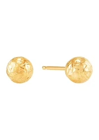 Tube J Hoop and Ball Studs Earring Set in 10K Yellow Gold