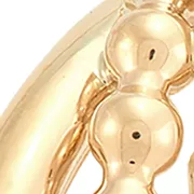 Beaded and Round Tubing 3 Row Grad Hoop Earrings in 10K Yellow Gold