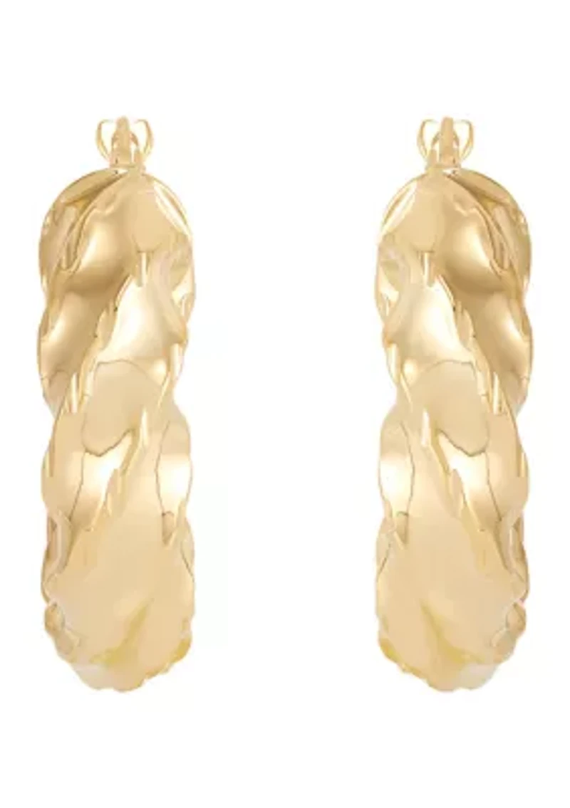 Twist Tube Hoop Earrings in 10K Yellow Gold