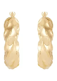Twist Tube Hoop Earrings in 10K Yellow Gold