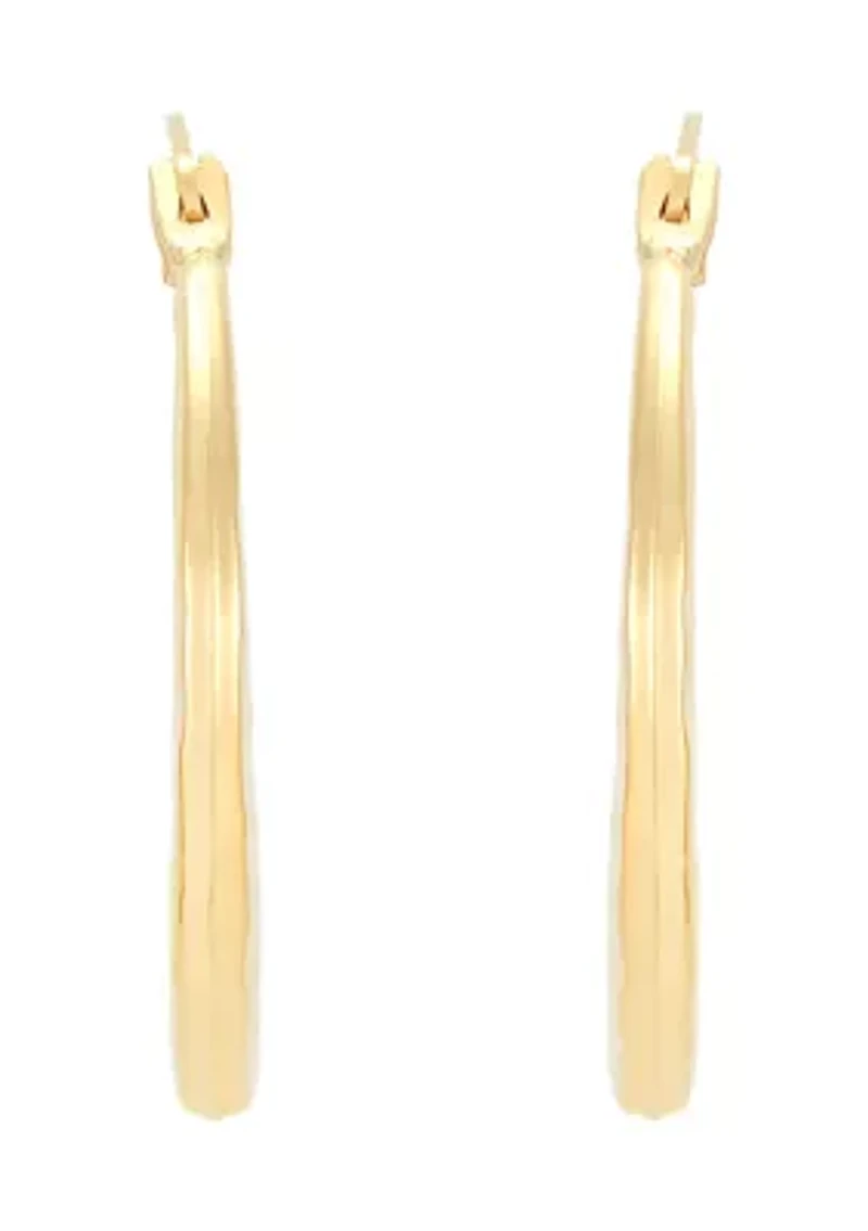 Round Hammered Hoop and Swirl Hoop Earring Set in 10K Yellow Gold