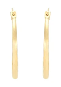 Round Hammered Hoop and Swirl Hoop Earring Set in 10K Yellow Gold