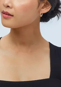 Round Hammered Hoop and Swirl Hoop Earring Set in 10K Yellow Gold