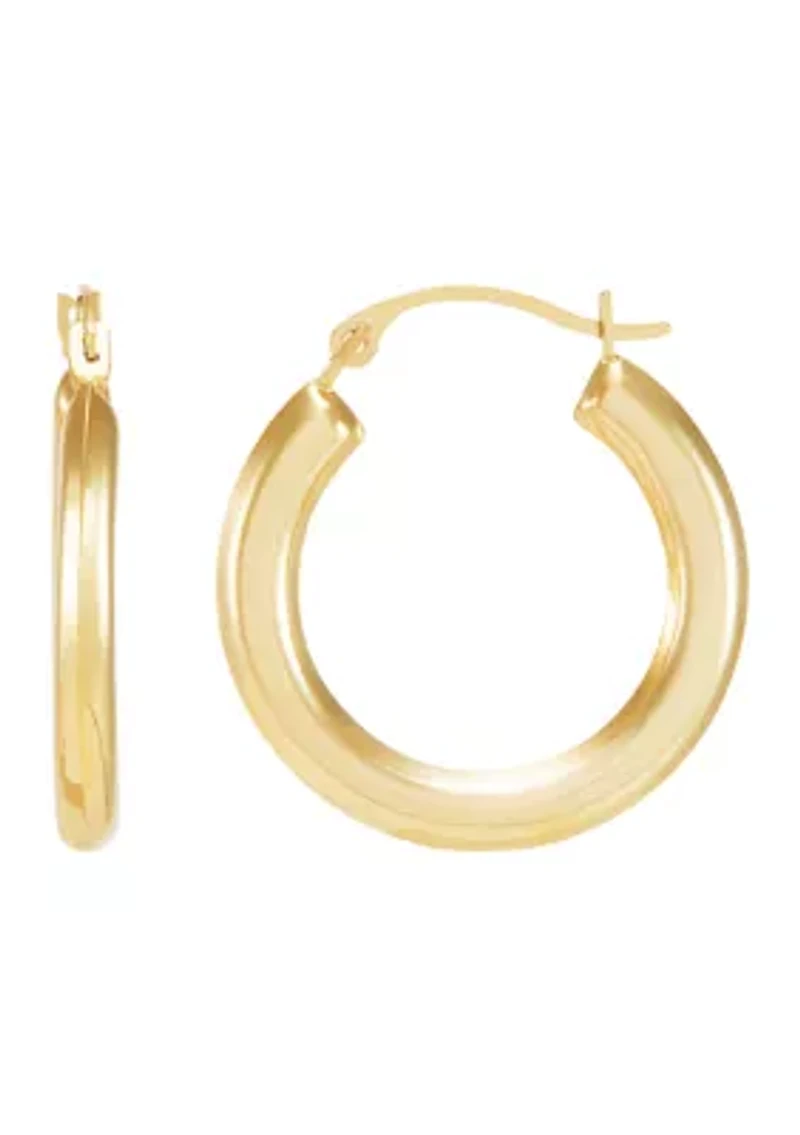 Round Hoop and Shrimp Hoop Earrings Set in 10K Yellow Gold