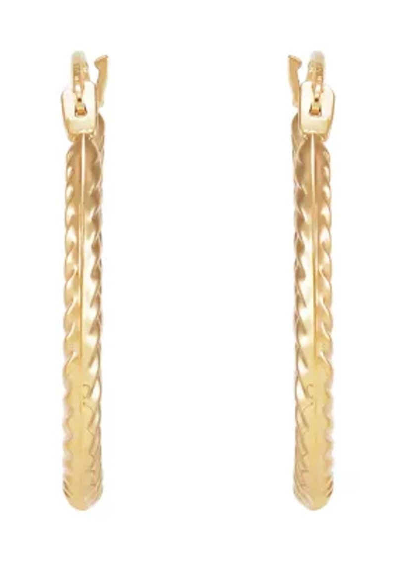 Round Hoop and Shrimp Hoop Earrings Set in 10K Yellow Gold