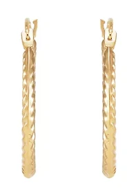 Round Hoop and Shrimp Hoop Earrings Set in 10K Yellow Gold