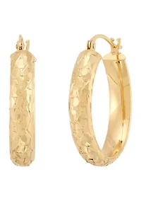 Trillion Cut Tube Hoop Earrings in 10K Yellow Gold