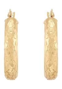 Trillion Cut Tube Hoop Earrings in 10K Yellow Gold