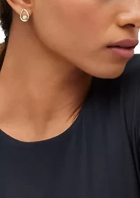 Center Beads Teardrop Earrings in 10K Yellow Gold