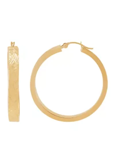 Woven Cut Tube Hoop Earrings in 10K Yellow Gold