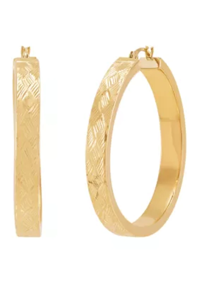 Woven Cut Tube Hoop Earrings in 10K Yellow Gold