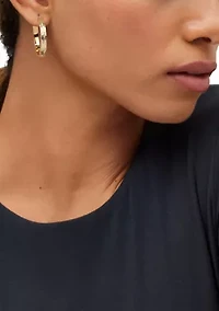 Woven Cut Tube Hoop Earrings in 10K Yellow Gold