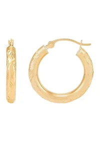 Woven Cut Tube Hoop Earrings in 10K Yellow Gold