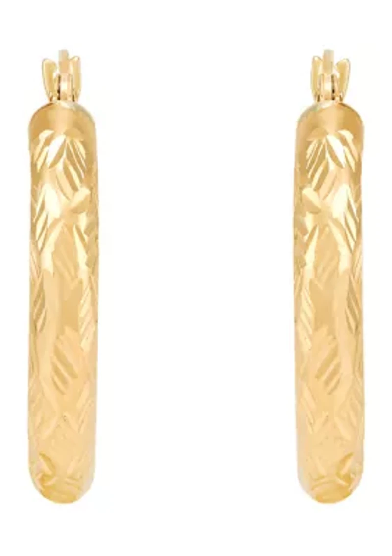 Woven Cut Tube Hoop Earrings in 10K Yellow Gold