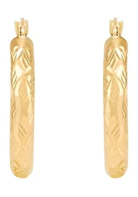 Woven Cut Tube Hoop Earrings in 10K Yellow Gold
