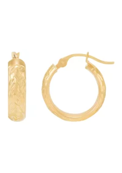 Woven Cut Tube Hoop Earrings in 10K Yellow Gold