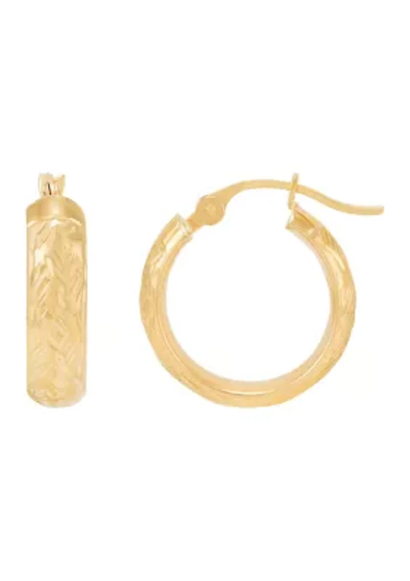 Woven Cut Tube Hoop Earrings in 10K Yellow Gold