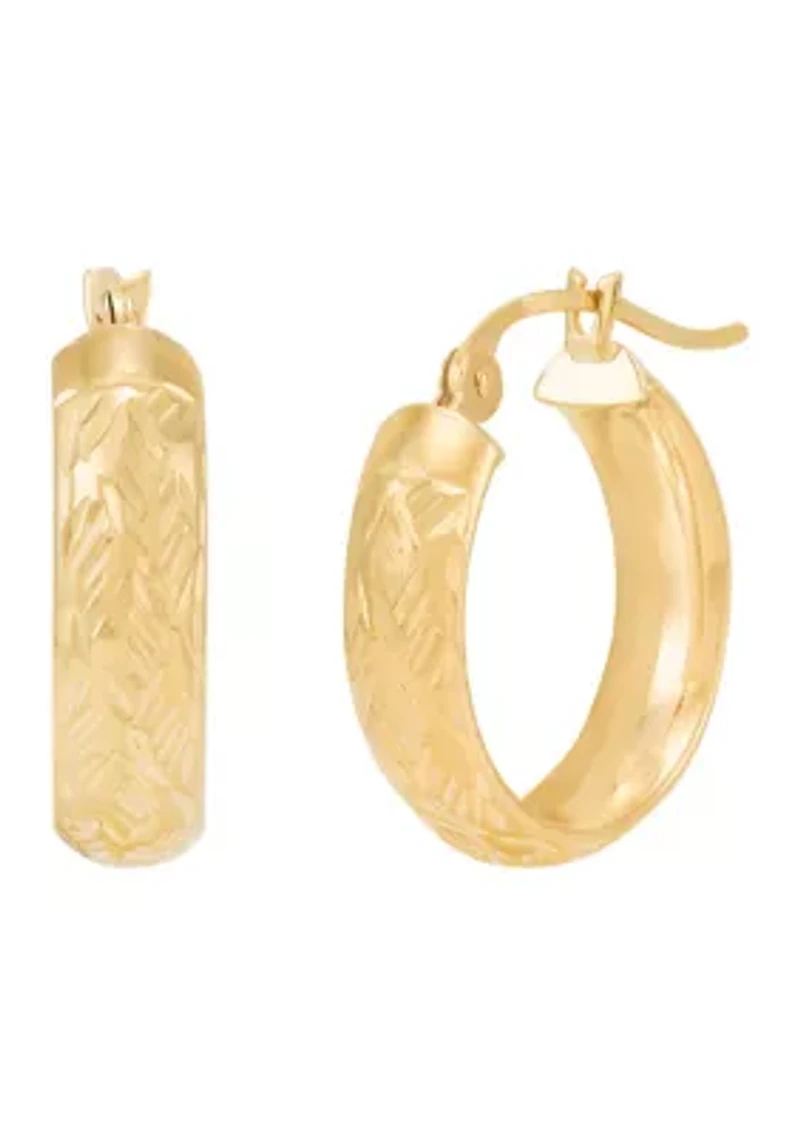 Woven Cut Tube Hoop Earrings in 10K Yellow Gold