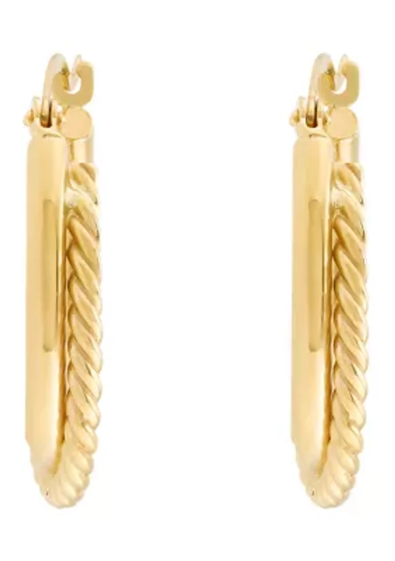 Double Rows Tube Hoop Earrings in 10K Yellow Gold