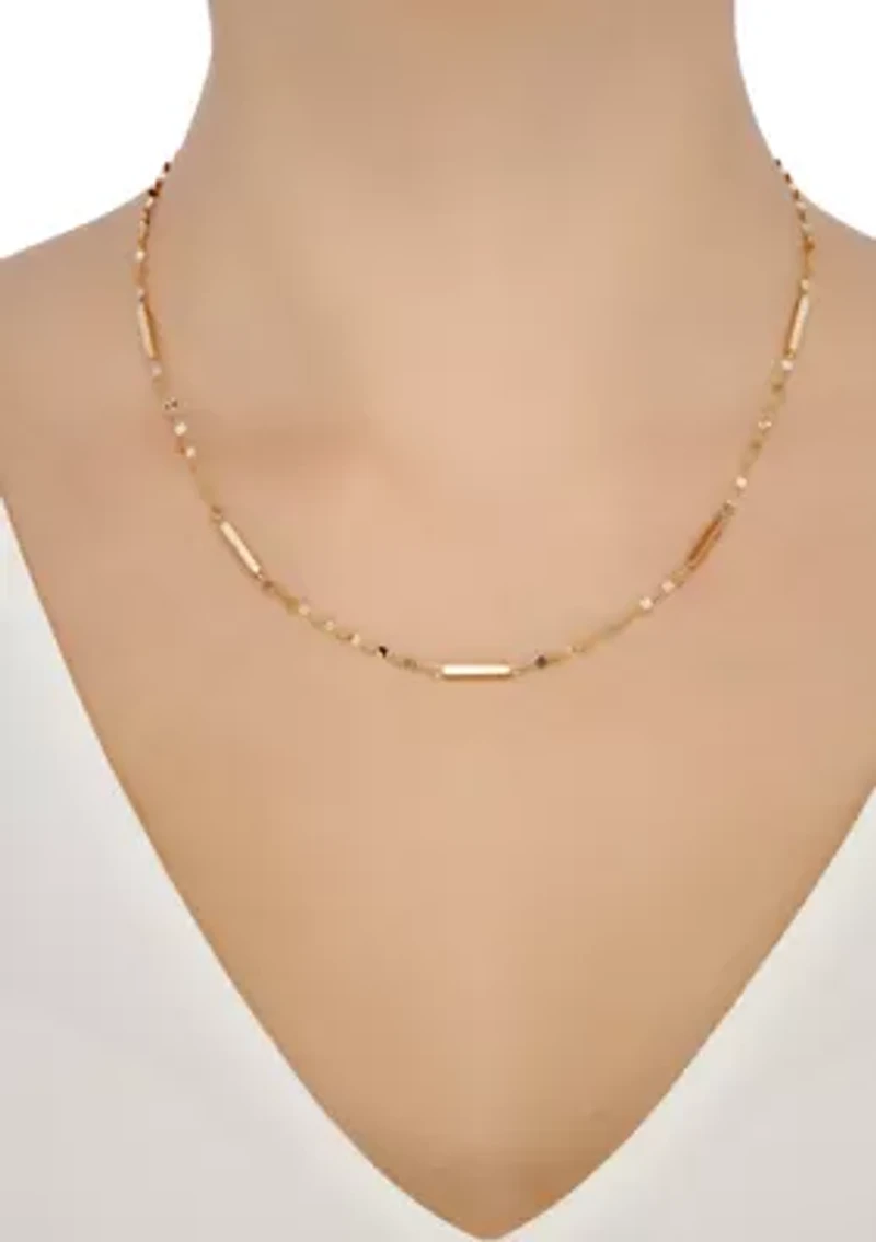 10K Yellow Gold Square Bar Necklace
