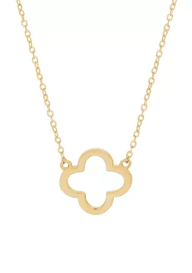 Polished Flower Necklace in 10k Yellow Gold 