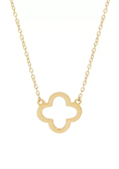 Polished Flower Necklace in 10k Yellow Gold 