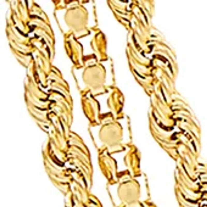 10K Yellow Gold Triple Layer Rope Necklace