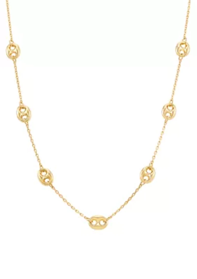 Mariner Links Station Necklace in 10K Yellow Gold