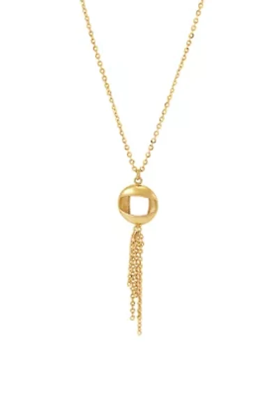 Circle On Cable Chain Necklace in 10k Yellow Gold