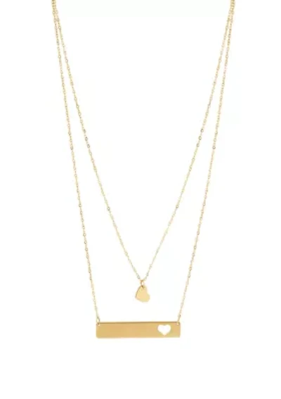 Heart Bar Cable Chain Necklace in 10k Yellow Gold