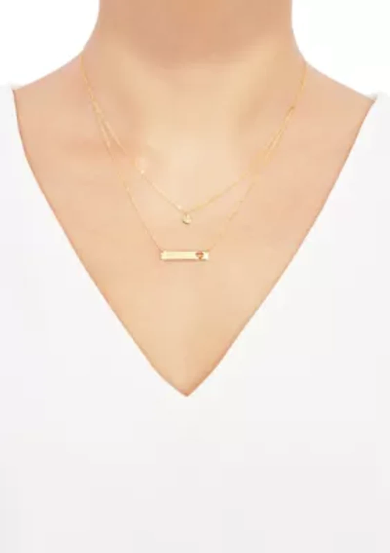 Heart Bar Cable Chain Necklace in 10k Yellow Gold