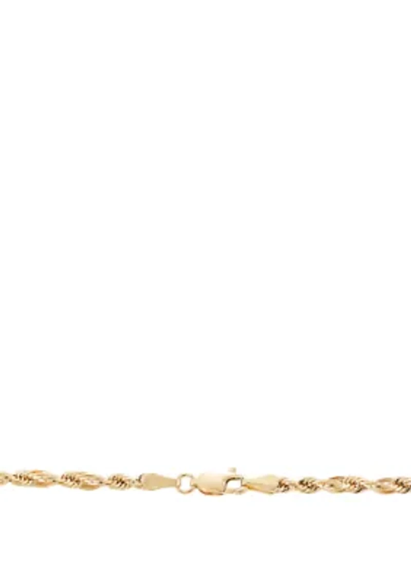 Open Oval Rope Chain in 10K Yellow Gold