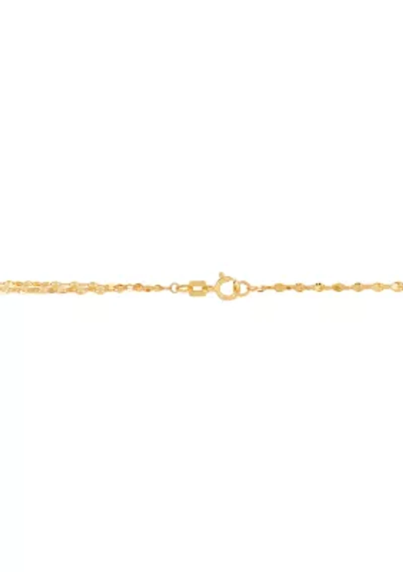 Triple Row Mirror Chain Necklace in 10K Yellow Gold