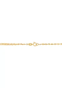 Triple Row Mirror Chain Necklace in 10K Yellow Gold