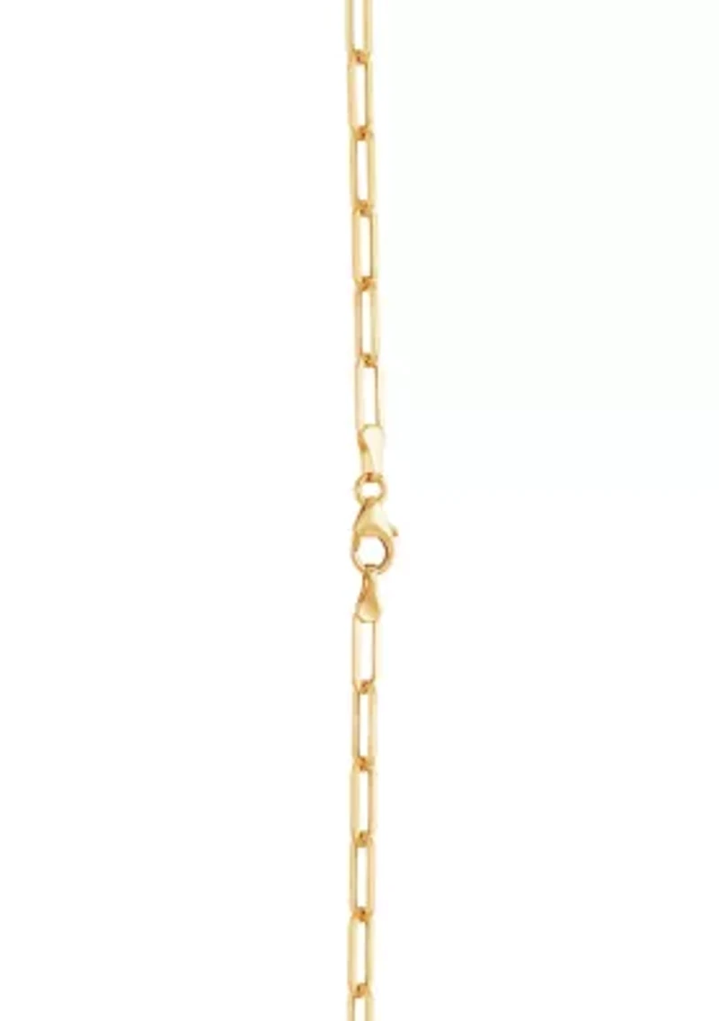 Bead Station on Paperclip Chain in 10K Yellow Gold