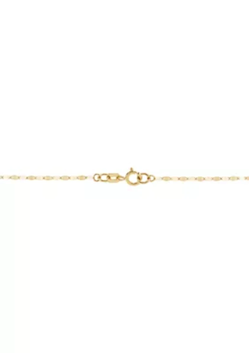 Starburst Drop On Mirror Chain Necklace in 10K Yellow Gold