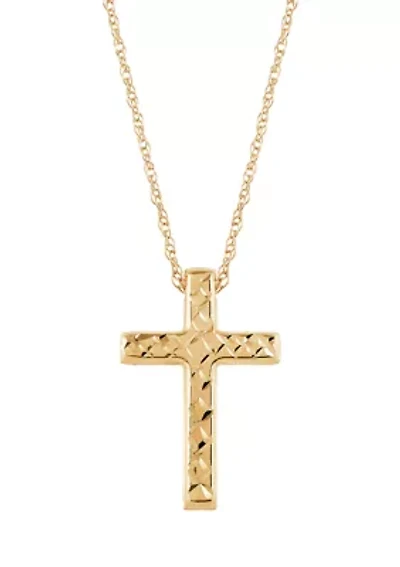 Cross RVSB Dangle Necklace in 10K Yellow Gold