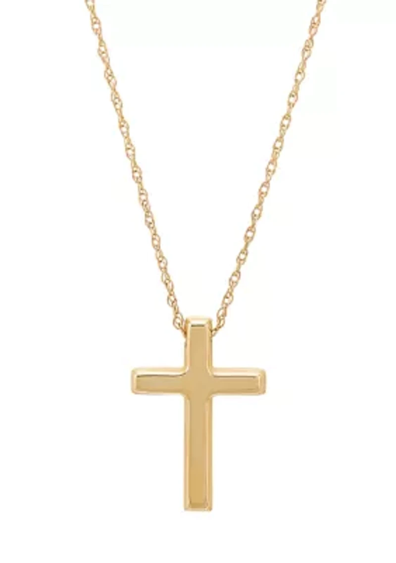 Cross RVSB Dangle Necklace in 10K Yellow Gold