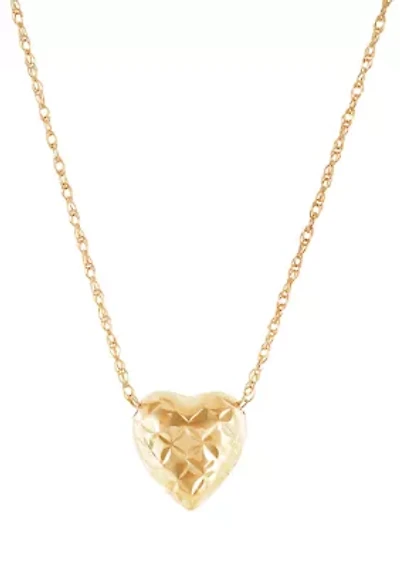 Heart RVSB Dangle Necklace in 10K Yellow Gold