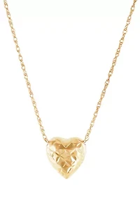 Heart RVSB Dangle Necklace in 10K Yellow Gold
