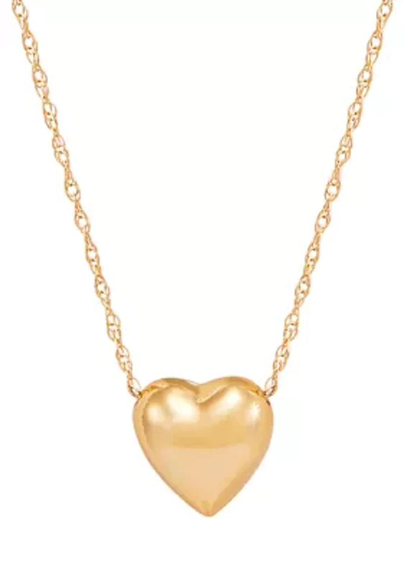 Heart RVSB Dangle Necklace in 10K Yellow Gold